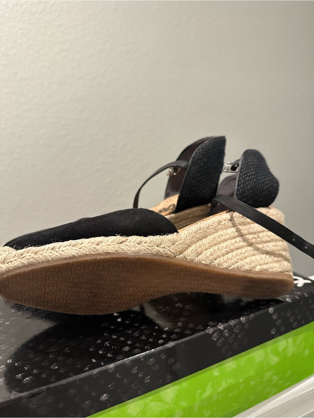 Black suede wedges